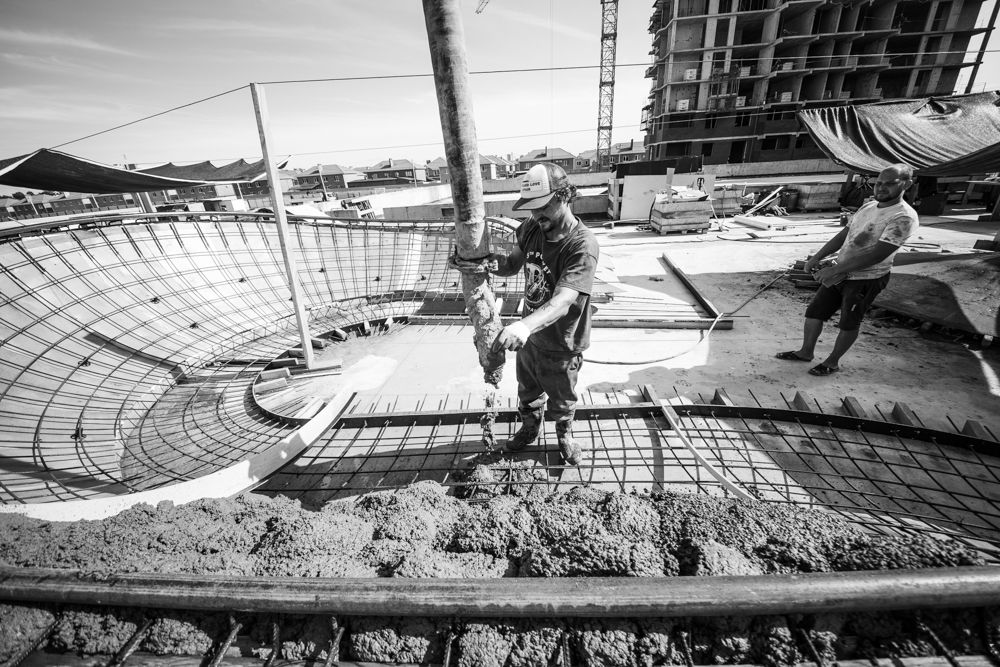 Процесс бетонной заливки