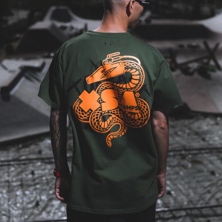 Футболка зеленная с оранжевым драконом XSA Ramps