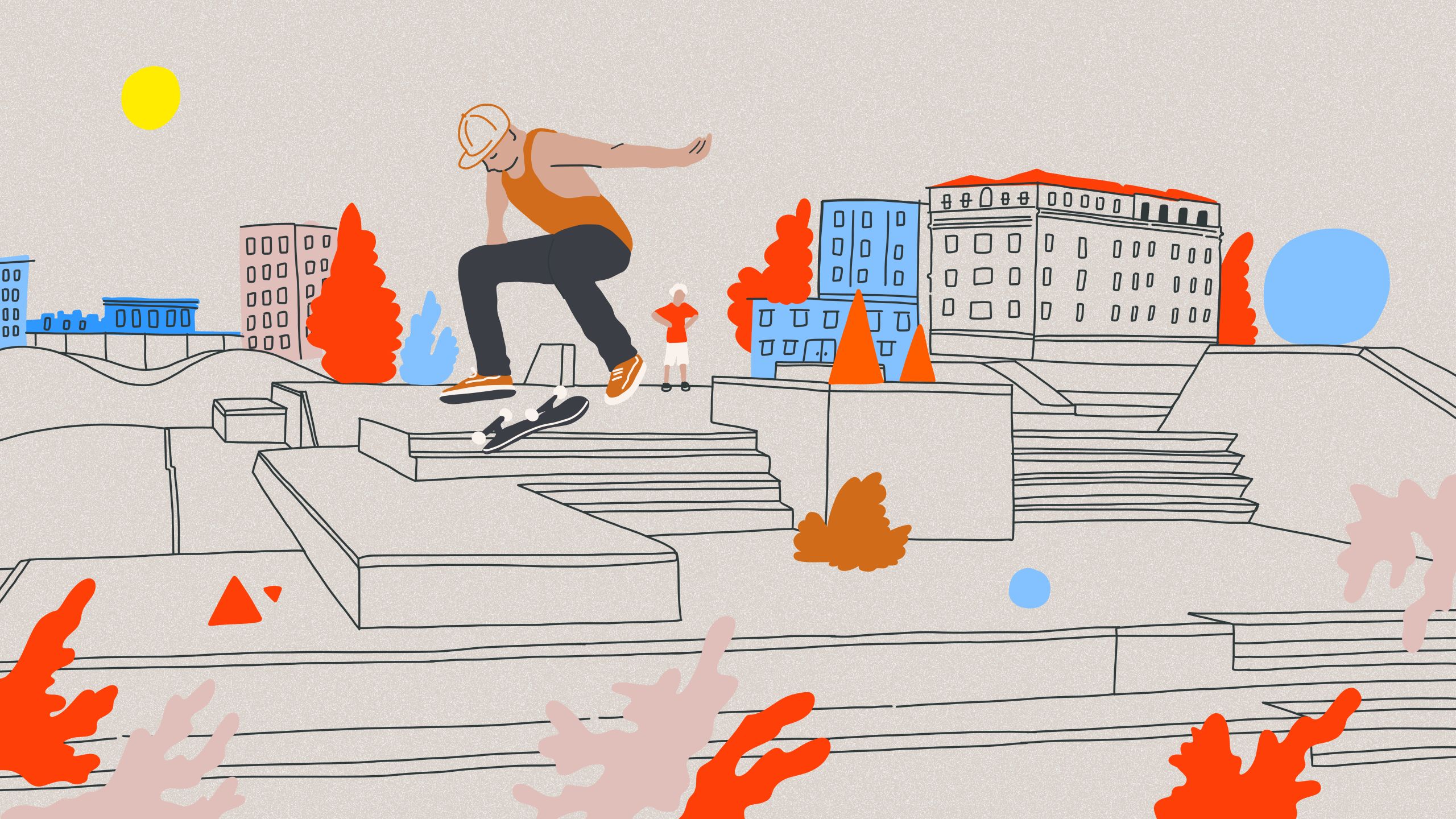 Изображение скейтбордиста в городе